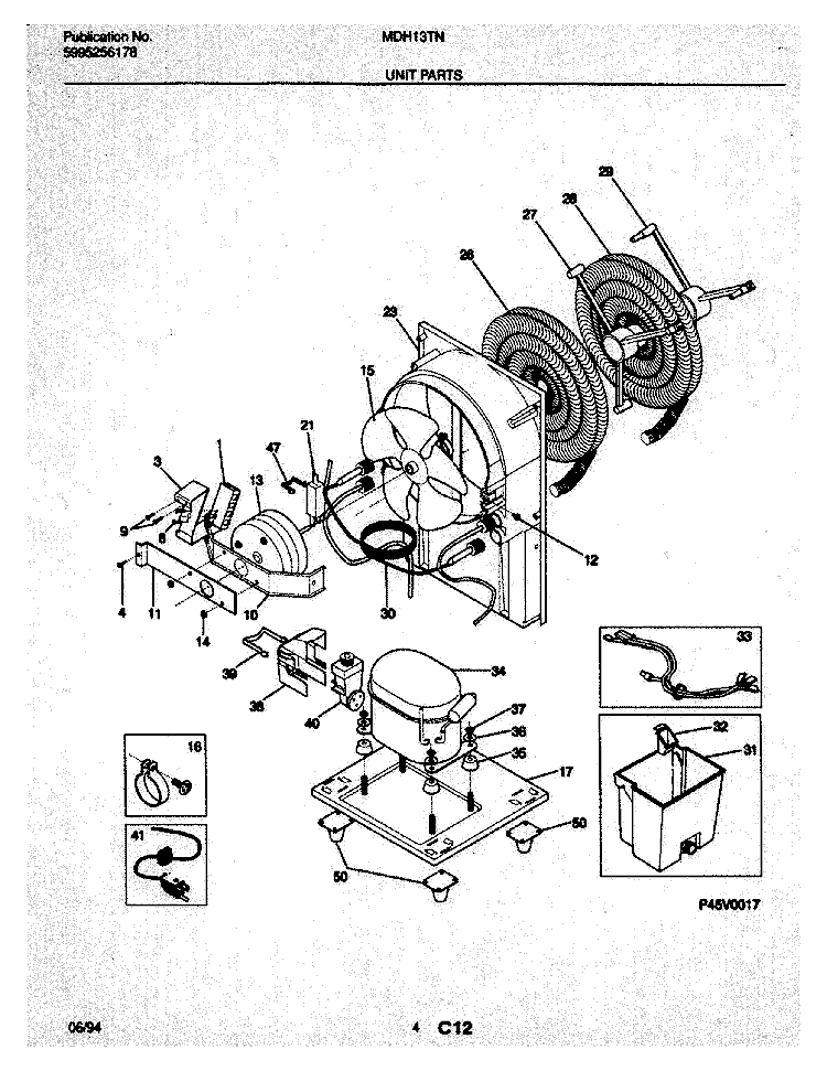 UNIT PARTS Diagram and Parts List for MDH13TN2  Frigidaire Dehumidifier