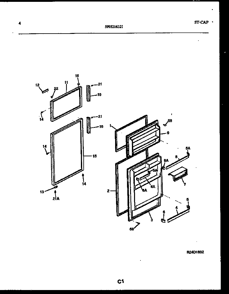 DOOR PARTS Diagram and Parts List for FPD14TPL1  Frigidaire Refrigerator