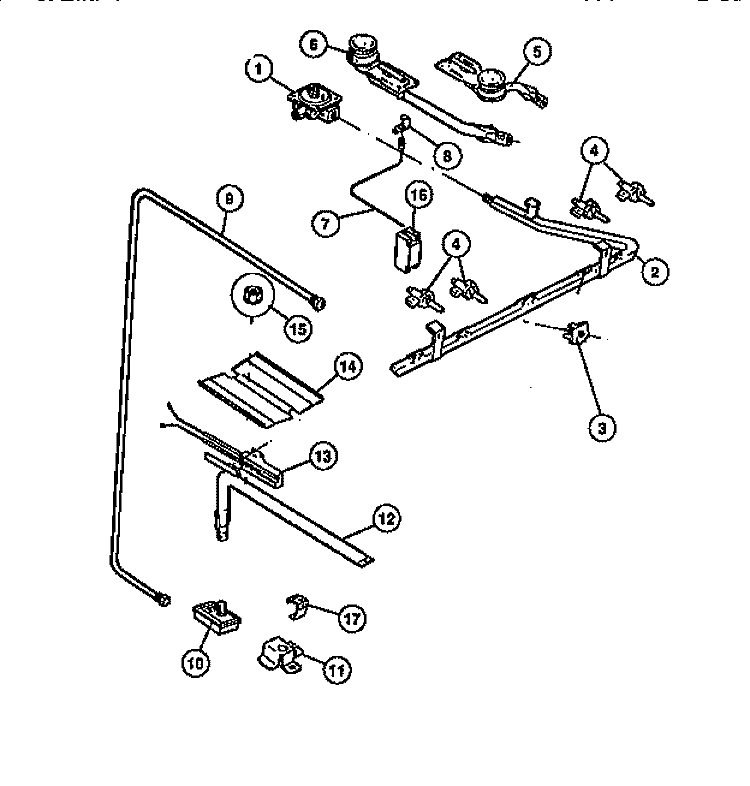BURNER Diagram and Parts List for G30NW1  Frigidaire Range