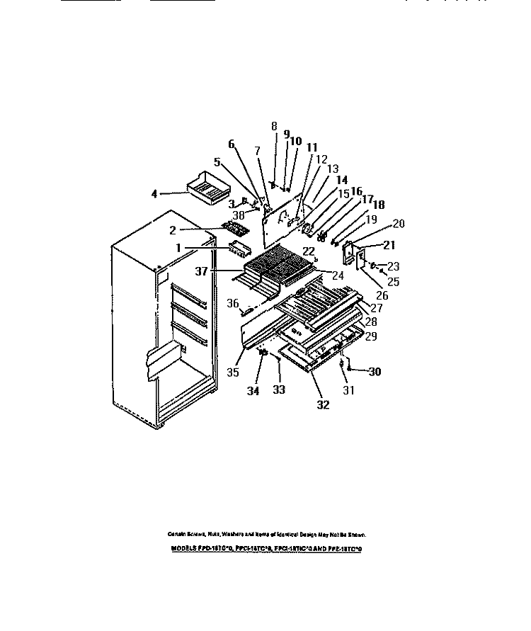 INTERIOR FREEZER COMPARTMENT Diagram and Parts List for FPCI18TCH0  Frigidaire Refrigerator