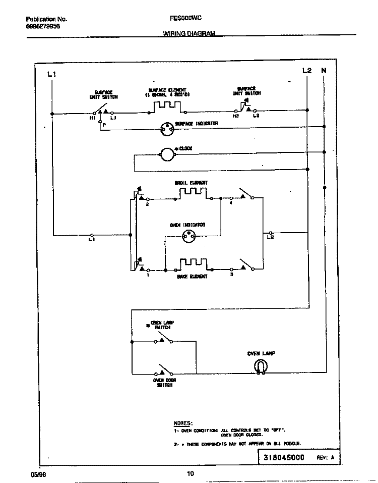 WIRING DIAGRAM Diagram and Parts List for FES300WCWD  Frigidaire Range