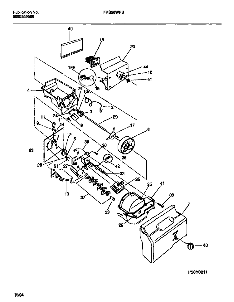 ICE CONTAINER & DISPENSER DRIVE Diagram and Parts List for FRS26WRBD0  Frigidaire Refrigerator