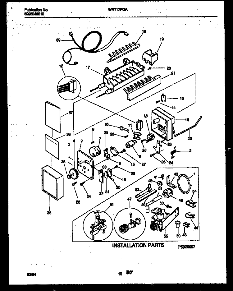 ICE MAKER AND INSTALLATION PARTS Diagram and Parts List for WRT17FGAD1  Frigidaire Refrigerator