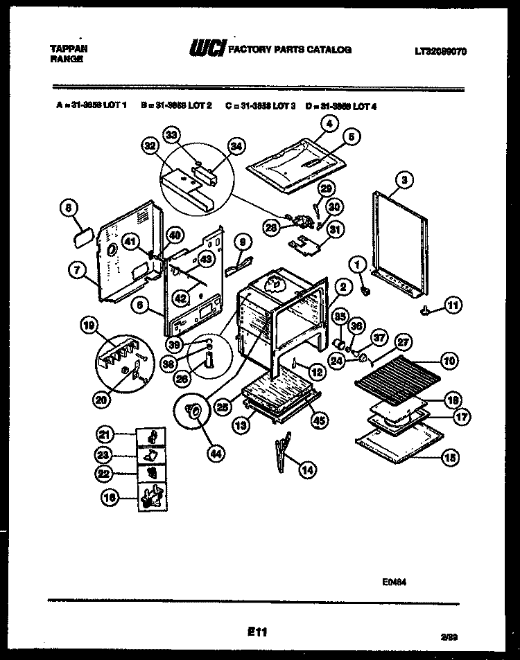 BODY PARTS Diagram and Parts List for 31-3858-23-01  Tappan Range