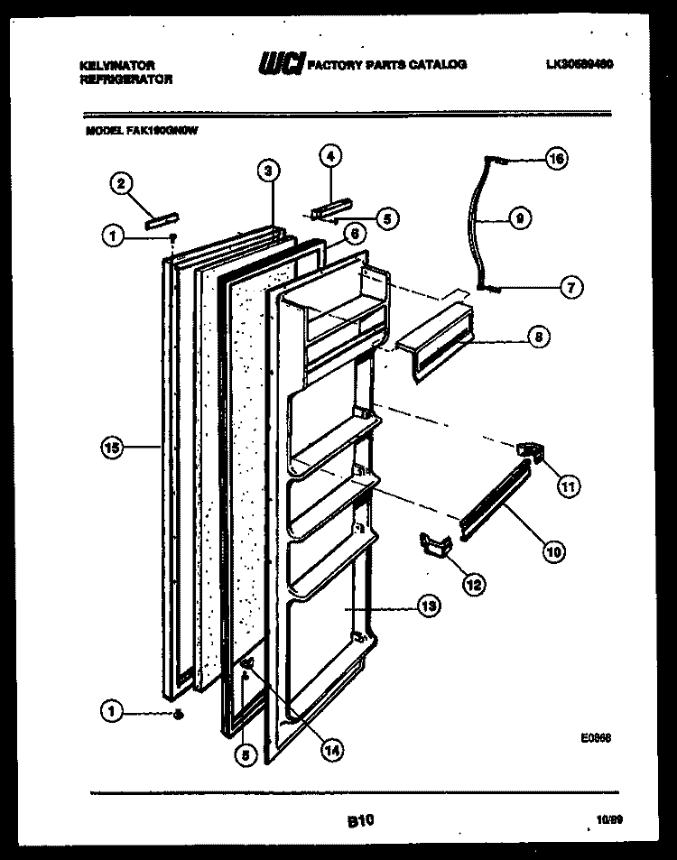 DOOR PARTS Diagram and Parts List for FAK190GN0T  Kelvinator Refrigerator