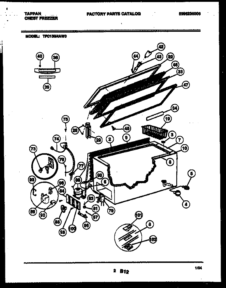 CHEST FREEZER PARTS Diagram and Parts List for TFC13M4AW0  Tappan Freezer