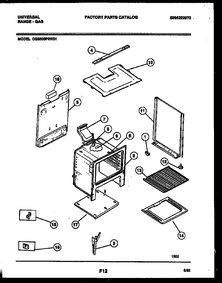 BODY PARTS Diagram and Parts List for CG300SP2Y1  Frigidaire Range