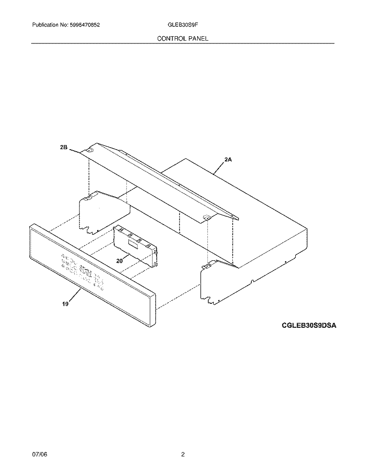 CONTROL PANEL Diagram and Parts List for GLEB30S9FQA  Frigidaire Wall Oven
