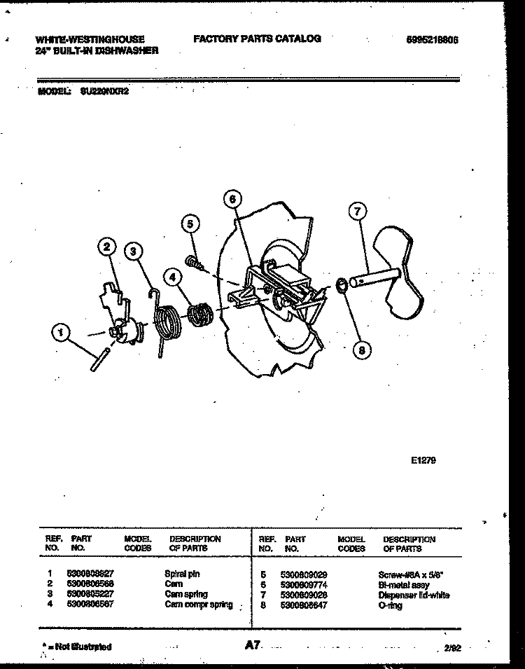 CAM Diagram and Parts List for SU220NXDR2  Frigidaire Dishwasher