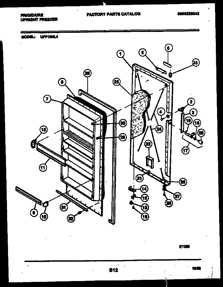 DOOR PARTS Diagram and Parts List for UFP19NL4  Frigidaire Freezer