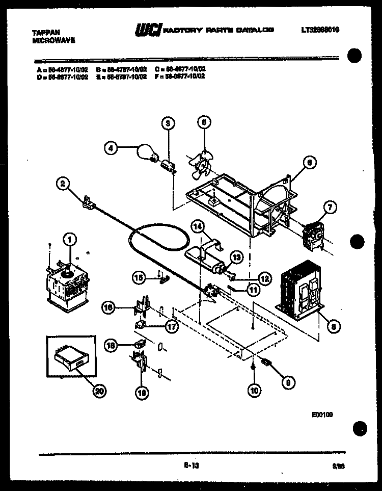 POWER CONTROL Diagram and Parts List for 56-8877-10-02  Tappan Microwave