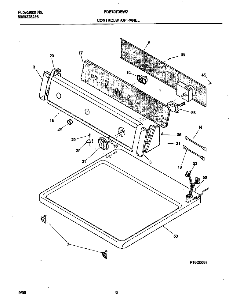 CONTROL PANEL Diagram and Parts List for FDE7970EW2  Frigidaire Dryer