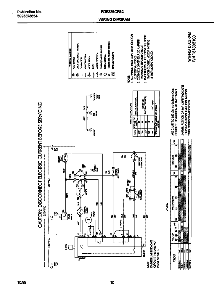 131583100 WIRING DIAGRAM Diagram and Parts List for FDE336CFS2  Frigidaire Dryer