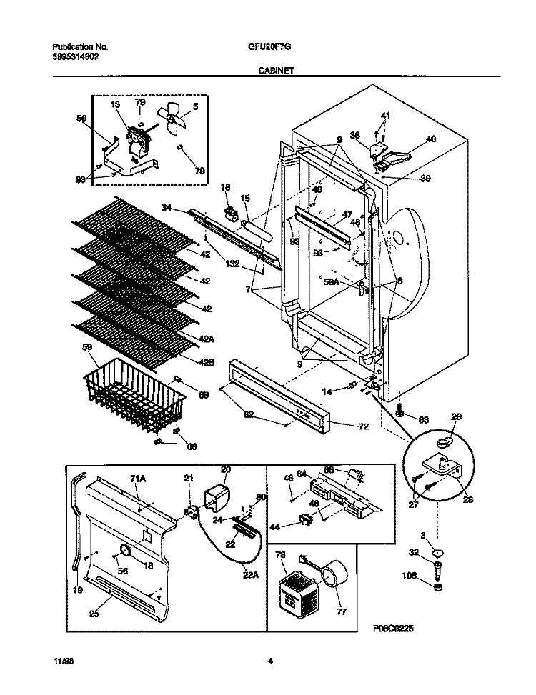 CABINET Diagram and Parts List for GFU20F7GW1  Gibson Freezer