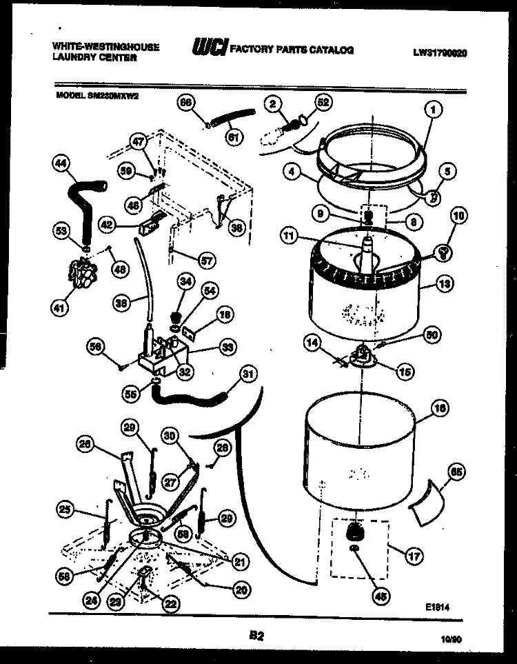 TUBS, WATER VALVE AND LID SWITCH Diagram and Parts List for SM230MXW2  Frigidaire Washer