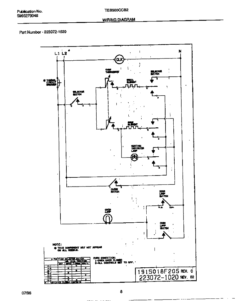 WIRING DIAGRAM Diagram and Parts List for TEB500CCB2  Tappan Wall Oven