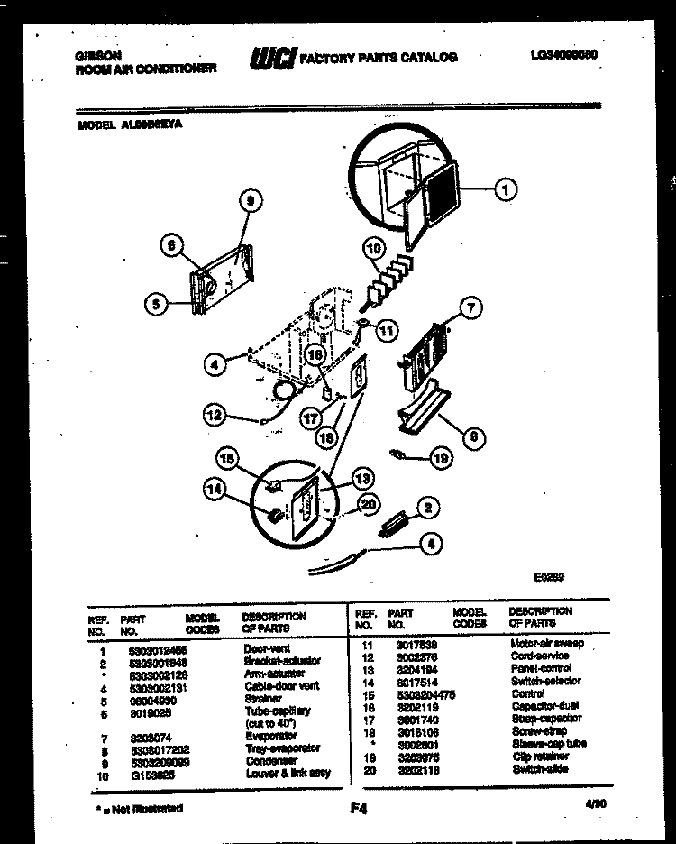 ELECTRICAL PARTS Diagram and Parts List for AL08B6EYA  Gibson Air Conditioner