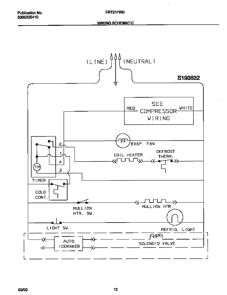WIRING DIAGRAM Diagram and Parts List for FRT21PRHD6  Frigidaire Refrigerator