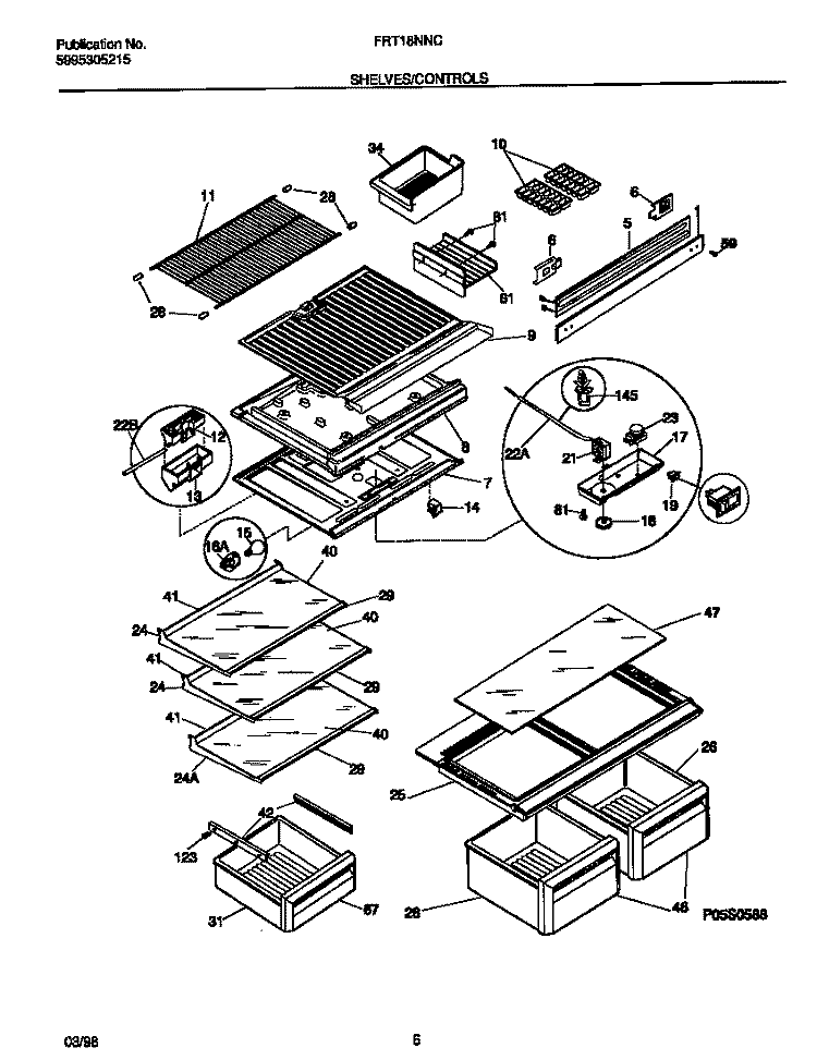 SHELVES Diagram and Parts List for FRT18NNCD4  Frigidaire Refrigerator