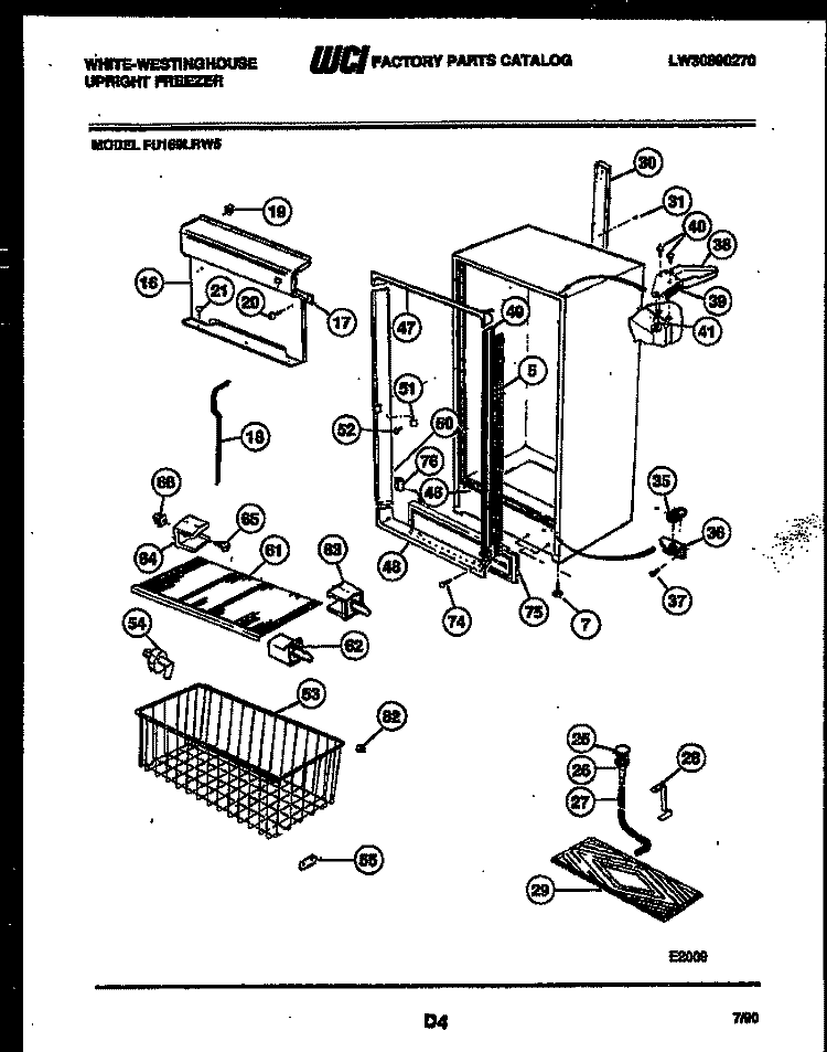CABINET PARTS Diagram and Parts List for FU169LRW5  Frigidaire Freezer
