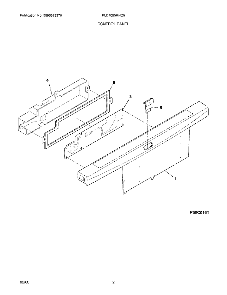 CONTROL PANEL Diagram and Parts List for PLD4050RHC0  Frigidaire Dishwasher