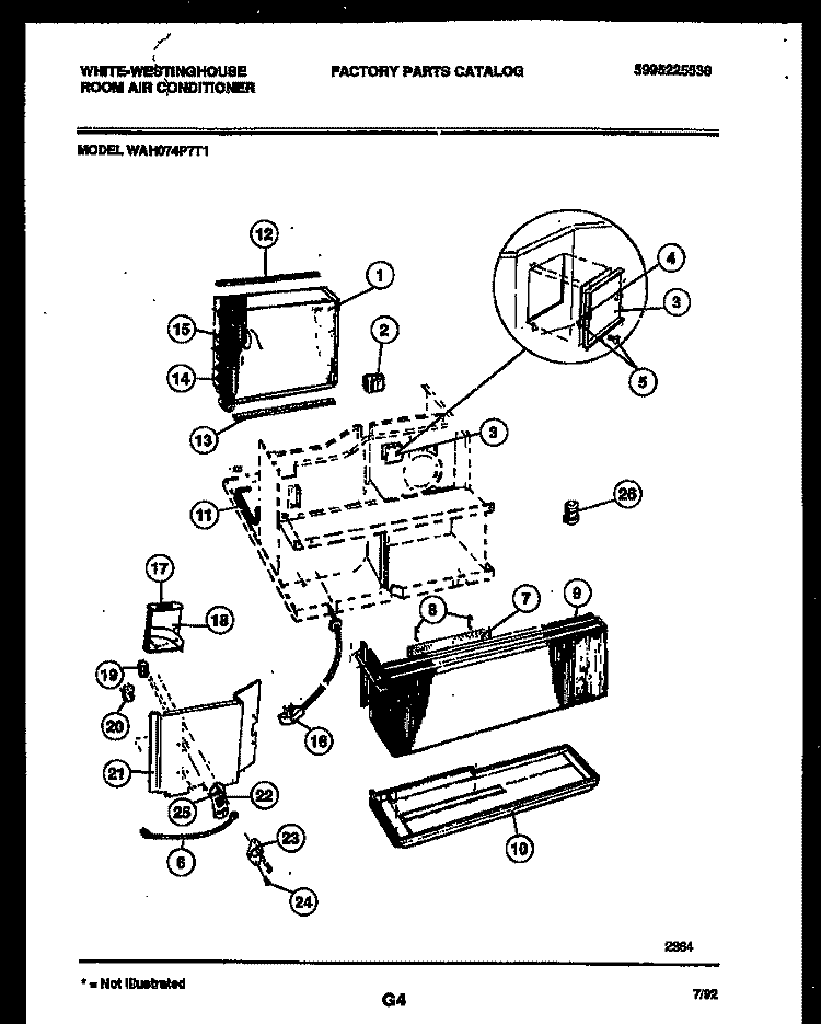 SYSTEM PARTS Diagram and Parts List for WAH074P7T1  Frigidaire Air Conditioner