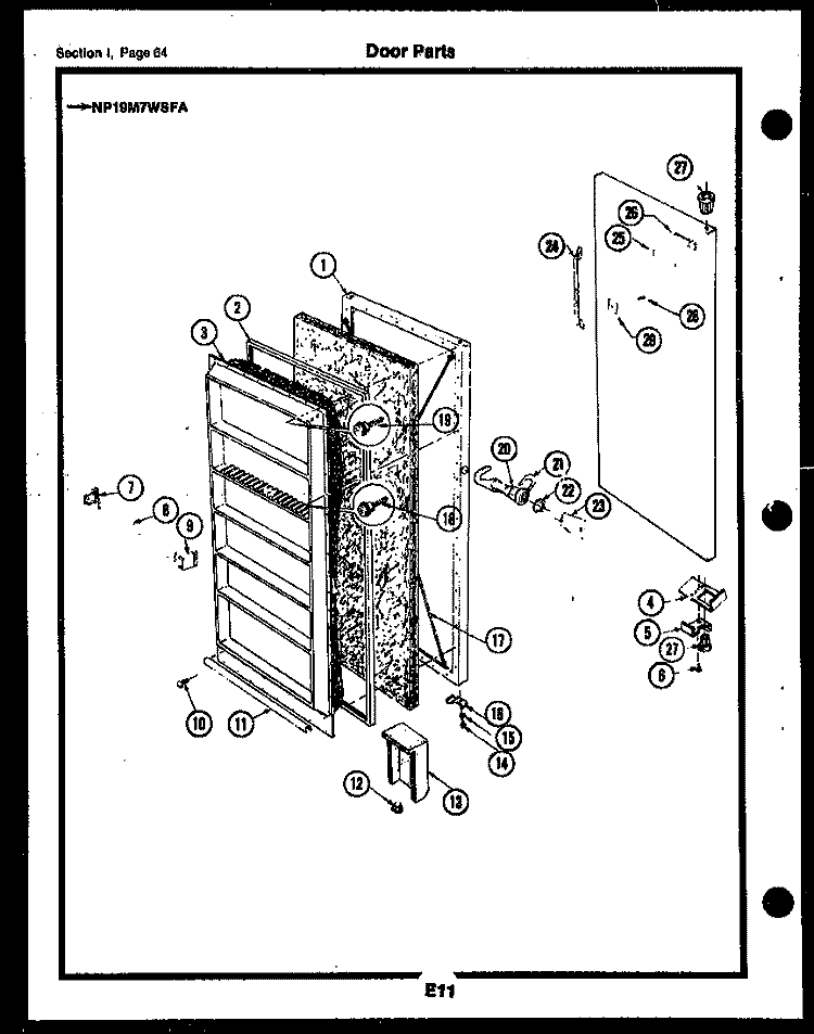 DOOR PARTS Diagram and Parts List for FV05M2WSFA  Frigidaire Freezer