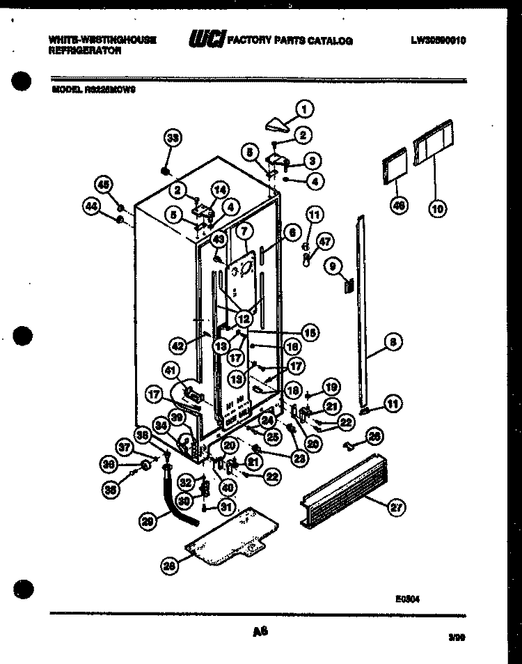CABINET PARTS Diagram and Parts List for RS225MCD0  Frigidaire Refrigerator