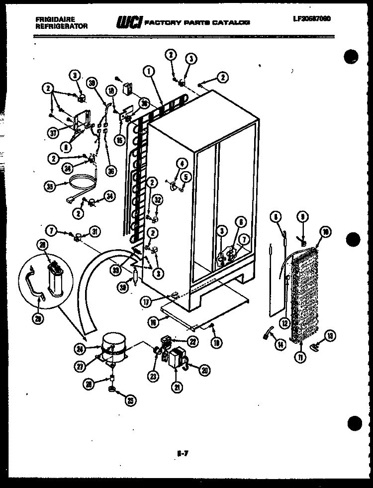 SYSTEM AND AUTOMATIC DEFROST PARTS Diagram and Parts List for FPE19V3AW2  Frigidaire Refrigerator