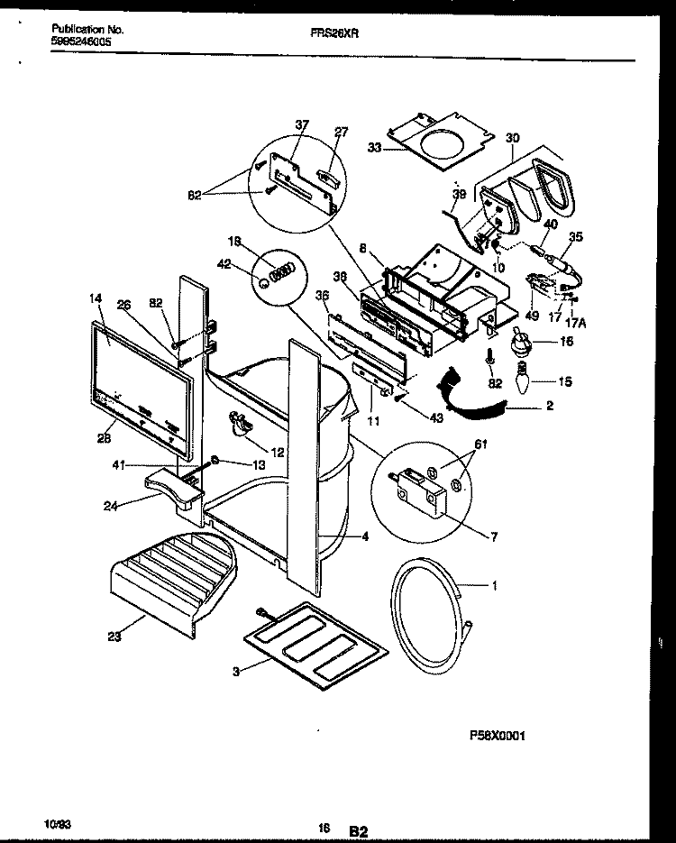 ICE DOOR, DISPENSER AND WATER TANKS Diagram and Parts List for FRS26XRAB0  Frigidaire Refrigerator