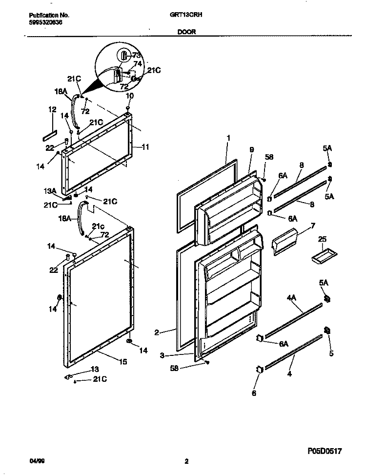 DOORS Diagram and Parts List for GRT13CRHD0  Gibson Refrigerator