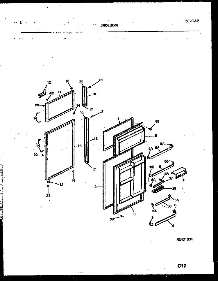 DOOR PARTS Diagram and Parts List for PRT217MCH2  Frigidaire Refrigerator