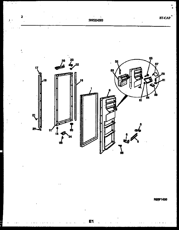 FREEZER DOOR PARTS Diagram and Parts List for RS249MCD2  Frigidaire Refrigerator