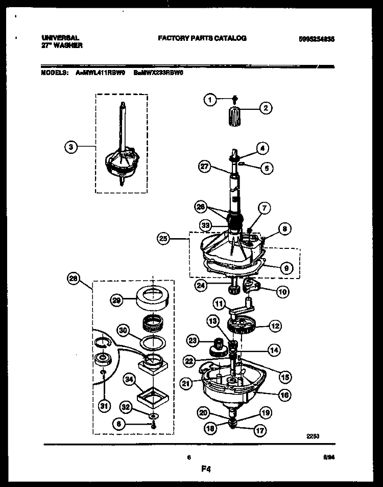 TRANSMISSION PARTS Diagram and Parts List for MWL411RBW0  Tappan Washer