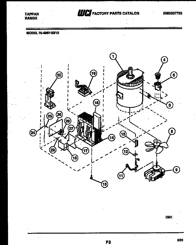 POWER CONTROL Diagram and Parts List for 76-4967-00-13  Tappan Microwave Oven Combo