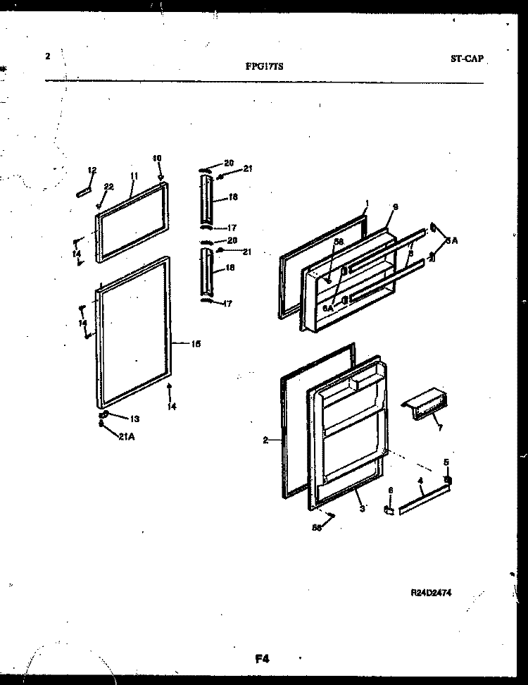 DOOR PARTS Diagram and Parts List for FPG17TSL0  Frigidaire Refrigerator