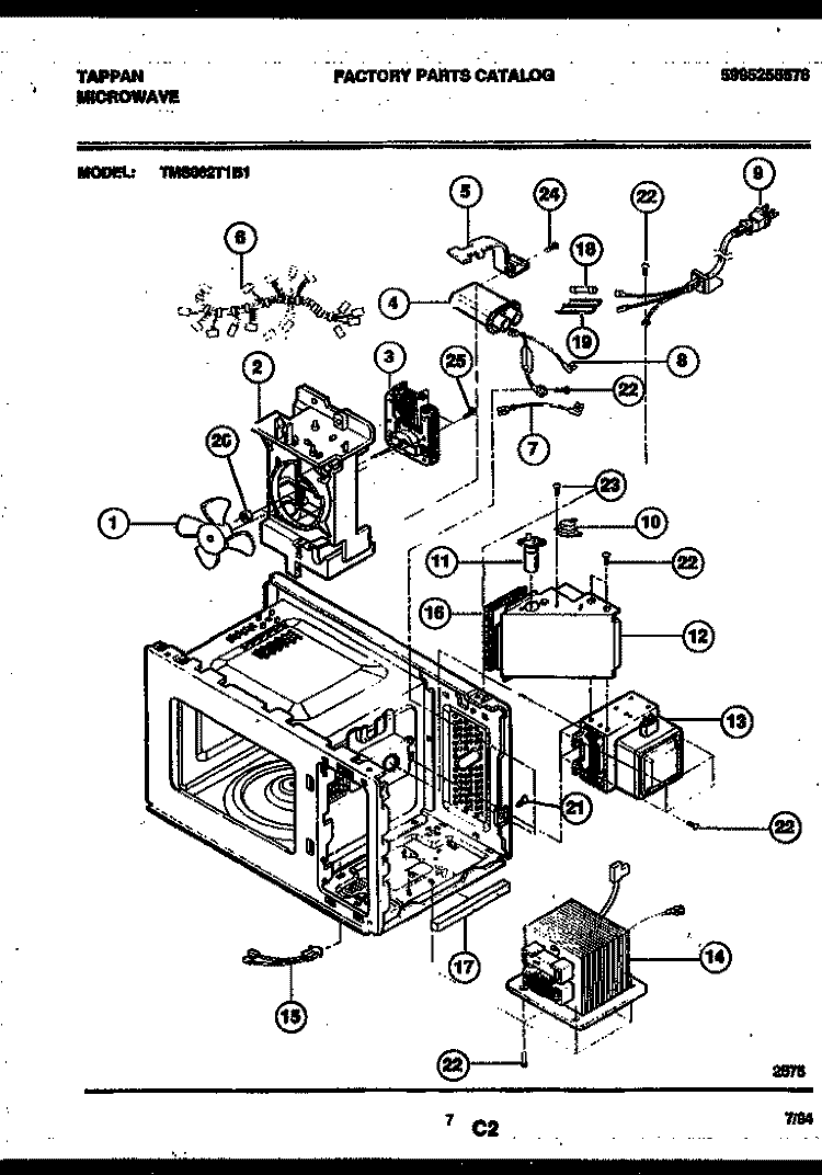 POWER CONTROL Diagram and Parts List for TMS062T1B1  Tappan Microwave