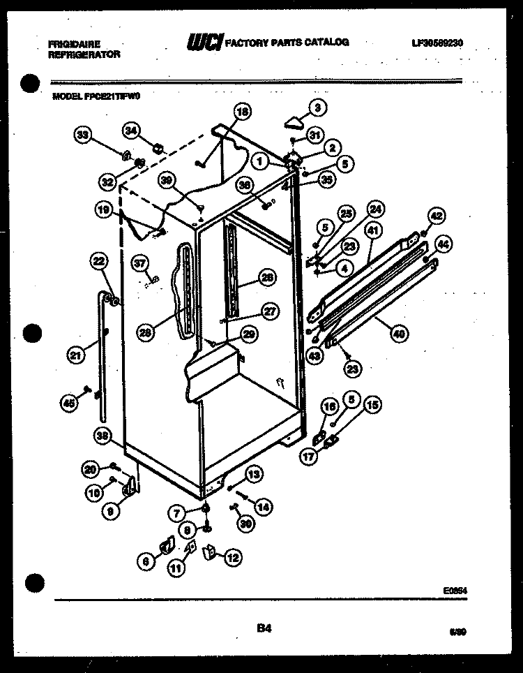 CABINET PARTS Diagram and Parts List for FPCE21TIFF0  Frigidaire Refrigerator