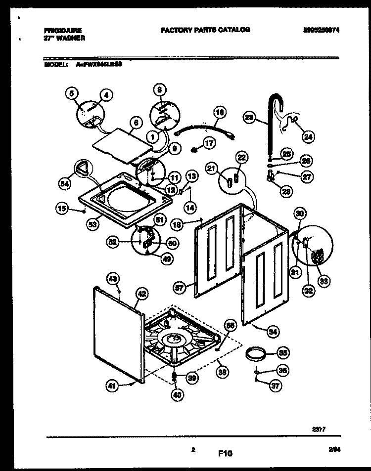 CABINET PARTS Diagram and Parts List for FWX645LBS0  Frigidaire Washer