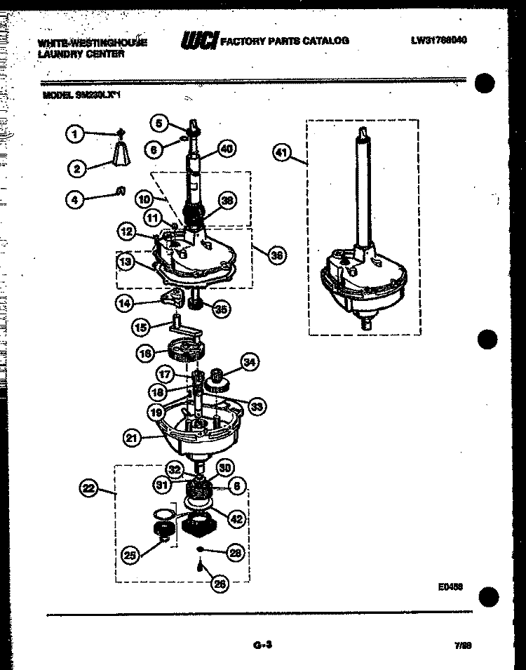 TRANSMISSION PARTS Diagram and Parts List for SM230LXW1  Frigidaire Washer