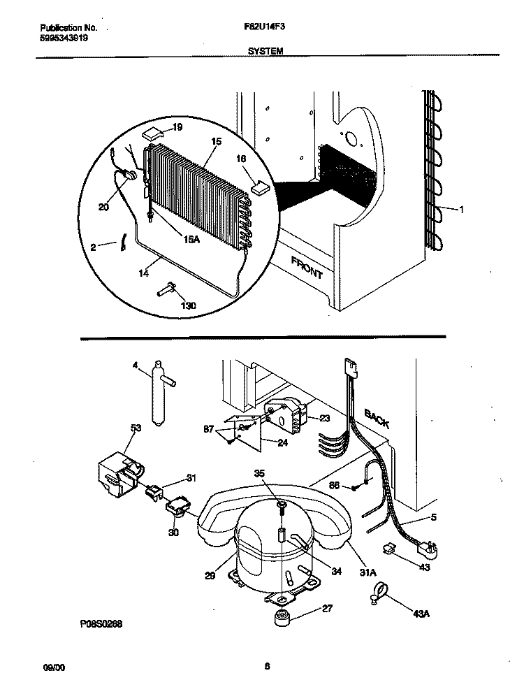 SYSTEM Diagram and Parts List for F82U14F3W2  Frigidaire Freezer