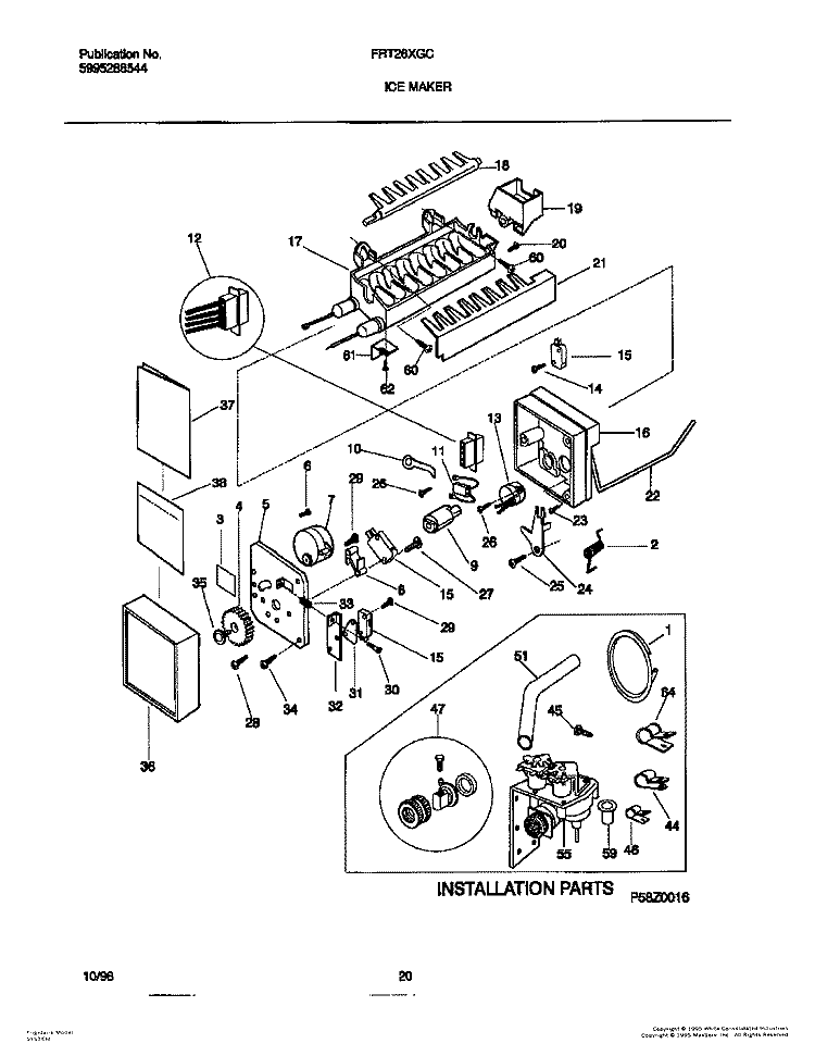 ICE MAKER Diagram and Parts List for FRT26XGCW4  Frigidaire Refrigerator