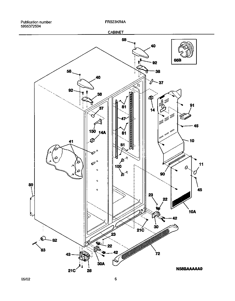 CABINET Diagram and Parts List for FRS23KR4AQ5  Frigidaire Refrigerator