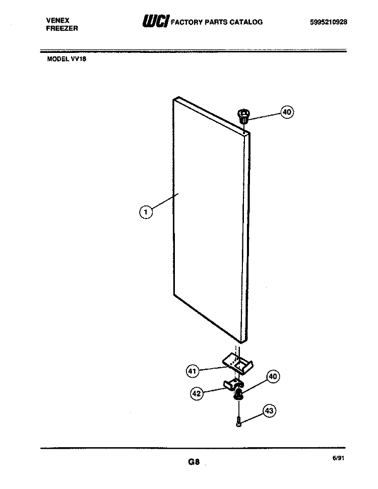 DOOR Diagram and Parts List for VV18  Frigidaire Freezer