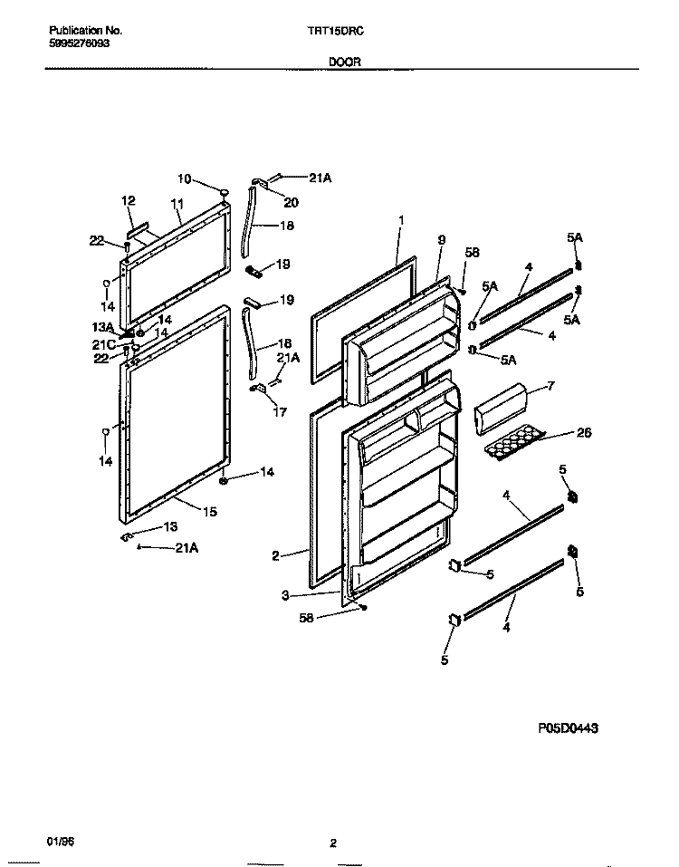 DOOR Diagram and Parts List for TRT15DRCZ1  Tappan Refrigerator