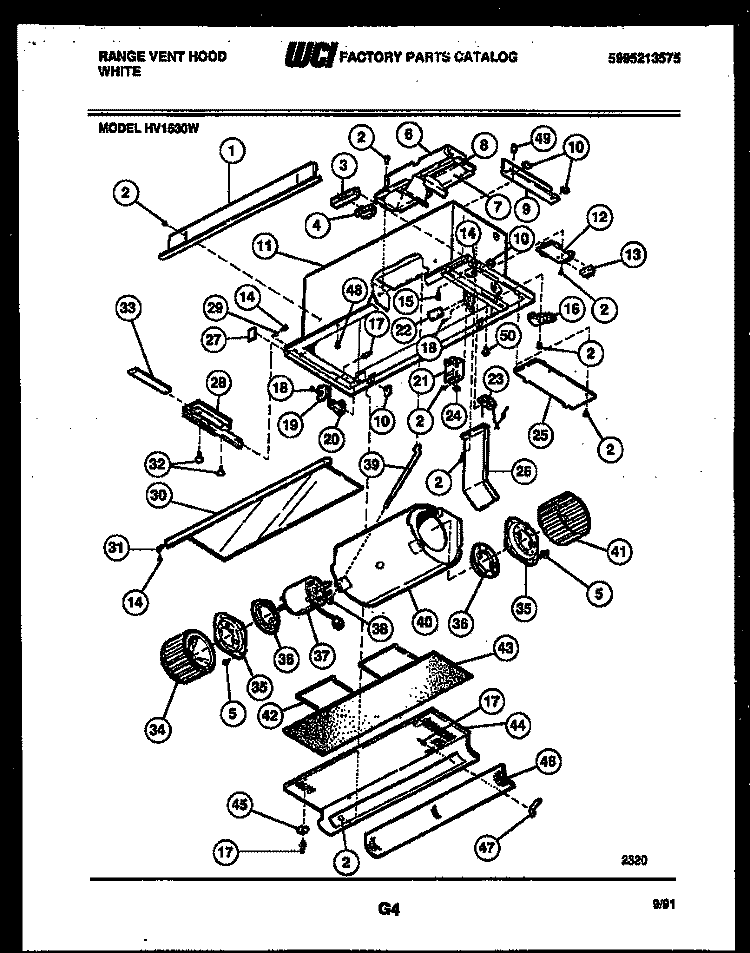 BODY PARTS Diagram and Parts List for HV1530W  Gibson Range Hood