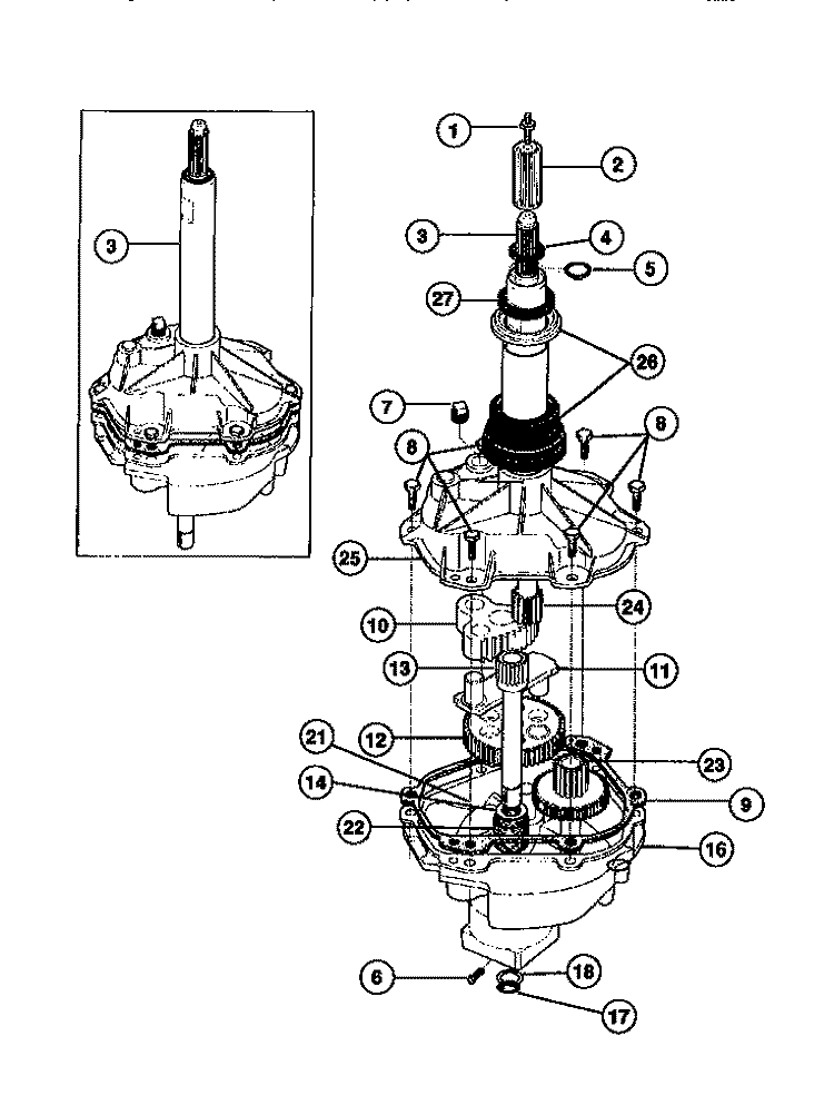 TRANSMISSION Diagram and Parts List for TWX645RBW1  Tappan Washer