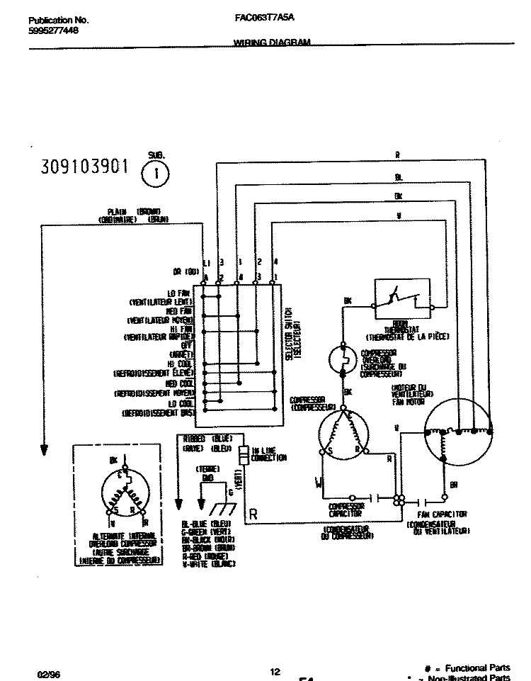 WIRING DIAGRAM Diagram and Parts List for FAC063T7A5A  Frigidaire Air Conditioner