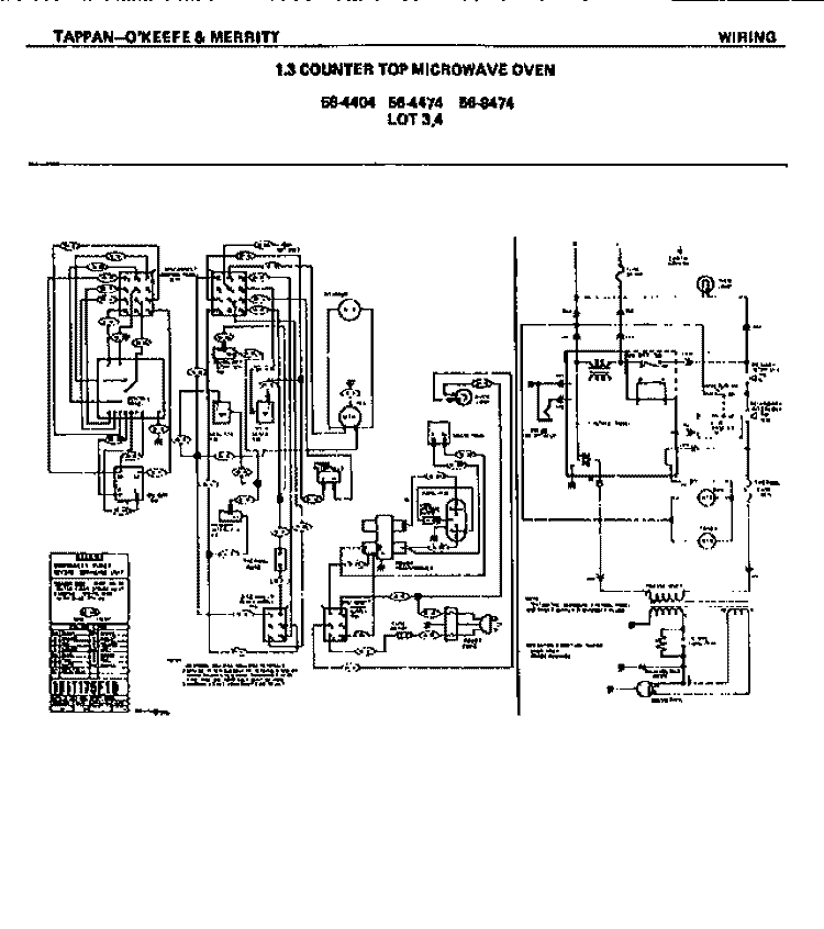 WIRING Diagram and Parts List for 56-4204-10-03  Tappan Microwave