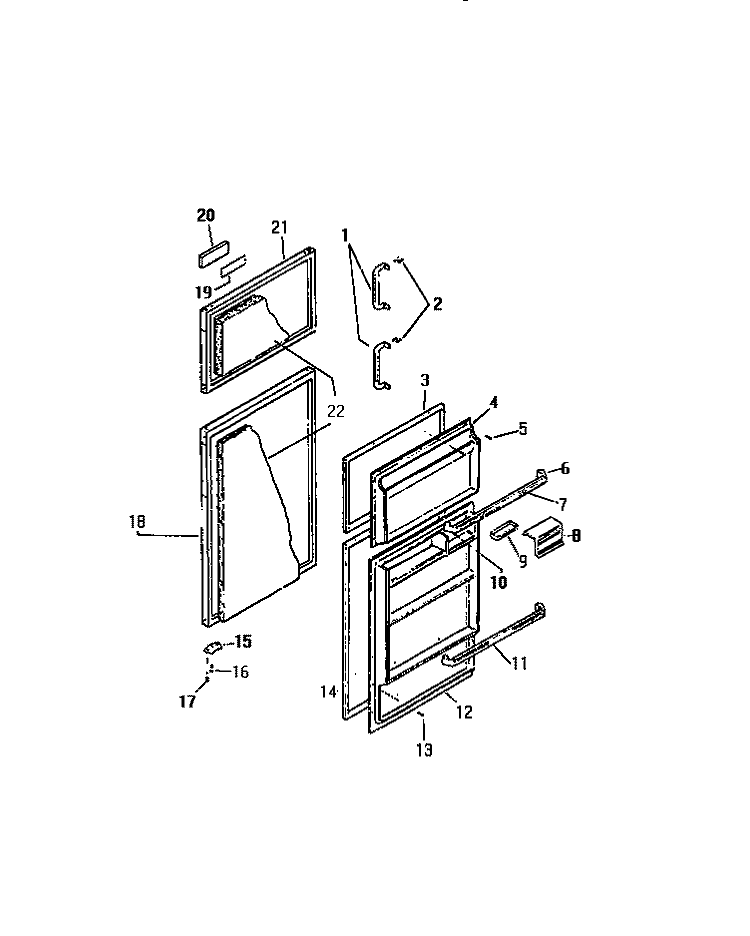 DOOR Diagram and Parts List for TSK160AN6D  Kelvinator Refrigerator